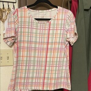 Ann Taylor Factory Multicolor Plaid Short Sleeve Tee